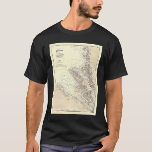 Vintag Bergen Norwegen Karte 1888 T-Shirt