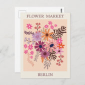 Vintag Berlin Deutschland Blume Markt Rosa Reise Postkarte (Vorne/Hinten)
