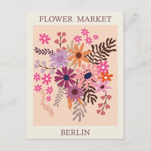 Vintag Berlin Deutschland Blume Markt Rosa Reise Postkarte (Vorderseite)