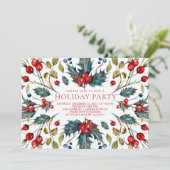 Vintag Berry Holly Einladung (Stehend Vorderseite)