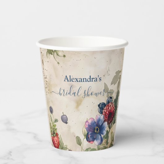 Vintag Berry Sweet Strawberry Brautparty Pappbecher (Rückseite)