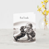 Vintag Best Friend Dackel Karte (Gelbe Blume)