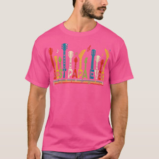 Vintag Best Papa je Daddy Guitar Vathers Day Re T-Shirt