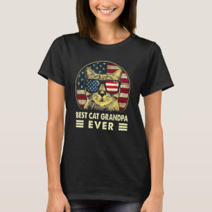Vintag Beste Katze Opa Ever American Flag Vater Fa T-Shirt