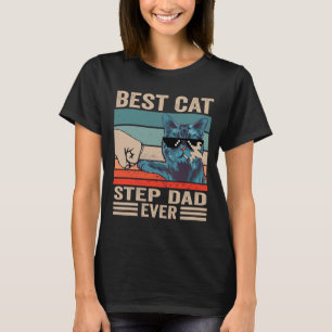 Vintag Bester Cat Step Papa je Bump Fist Vater's T-Shirt