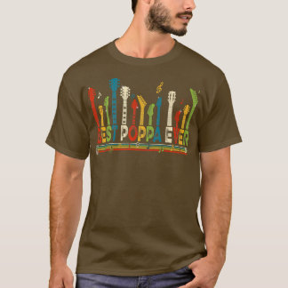 Vintag Bester Poppa je Daddy Guitar Vatertag T-Shirt