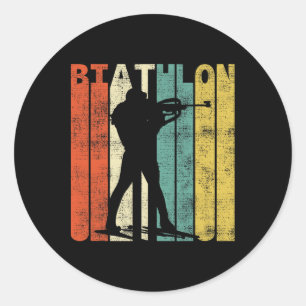 Vintag Biathlon Retro Biathlete Runder Aufkleber