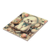 Vintag Bichon Frisé Painting Fliese (Seite)