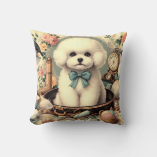 Vintag Bichon Frisé Painting Kissen