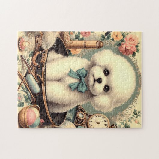 Vintag Bichon Frisé Painting Puzzle (Horizontal)