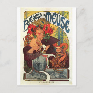 Vintag Bieres de la Meuse von Alphonse Mucha Postkarte