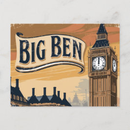 Vintag Big Ben Travel Feiertagspostkarte