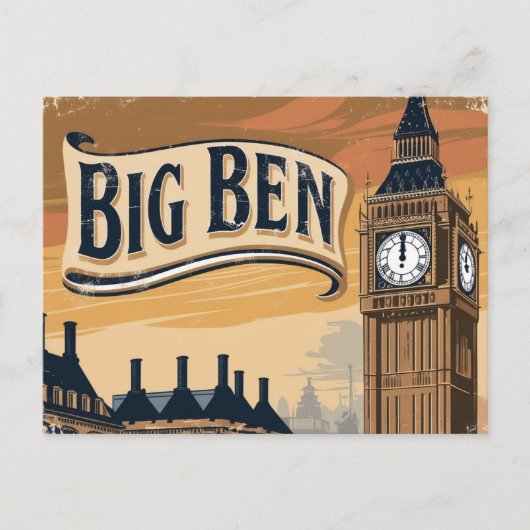 Vintag Big Ben Travel Feiertagspostkarte (Vorderseite)
