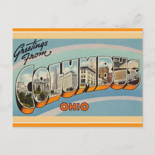 Vintag Big Letter Columbus Ohio Postkarte (Vorderseite)