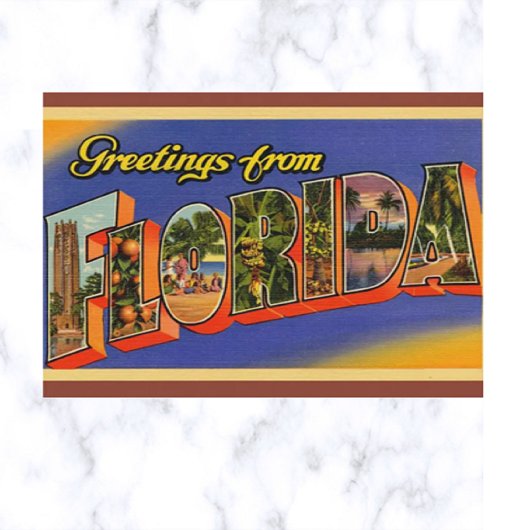 Vintag Big Letter Florida Postkarte