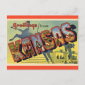 Vintag Big Letter Kansas Postcard Postkarte (Vorderseite)