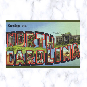 Vintag Big Letter North Carolina Postkarte