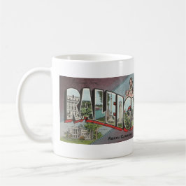 Vintag Big Letter RALEIGH, NC Postkarte Kaffeetasse