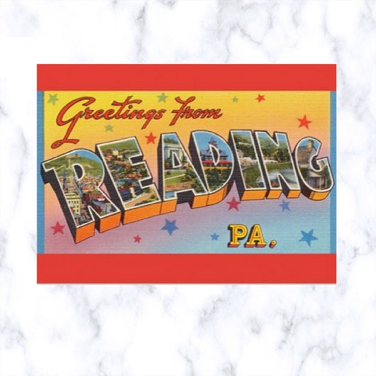 Vintag Big Letter Reading Pennsylvania Postkarte