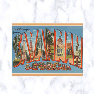 Vintag Big Letter Savannah Georgia Postkarte