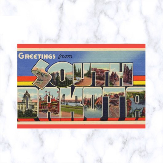 Vintag Big Letter South Dakota Postkarte