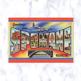 Vintag Big Letter Spokane Washington Postcard Postkarte