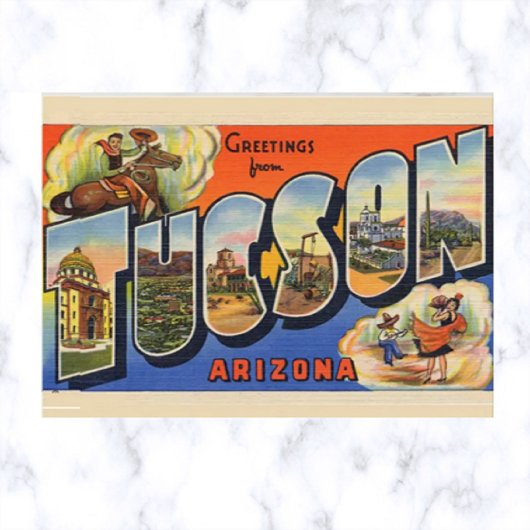 Vintag Big Letter Tuscon Arizona Postkarte