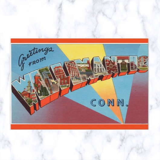 Vintag Big Letter Willimantic Connecticut Postkarte