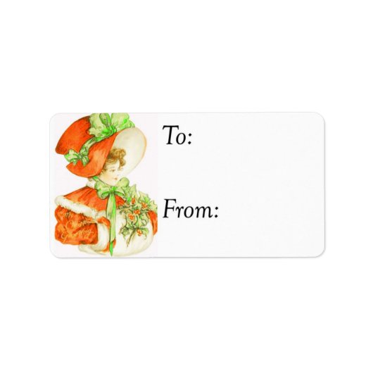 Vintag Big Red Christmas Bonnet - Geschenktag Adressaufkleber (Vorne)