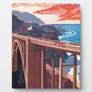 Vintag Big Sur Bixby Bridge USA Tourismus Fotoplatte