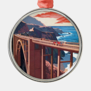 Vintag Big Sur Bixby Bridge USA Tourismus Ornament Aus Metall