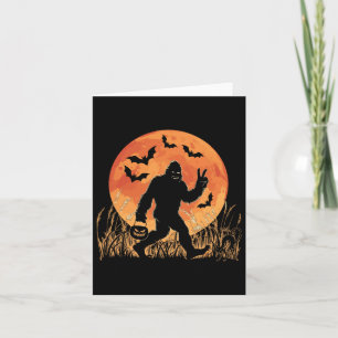 Vintag Bigfoot Pumpkin Halloween Moon Silhouette Karte