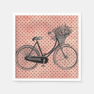 Vintag Bike Pink Polka Dots Party Napkins Serviette