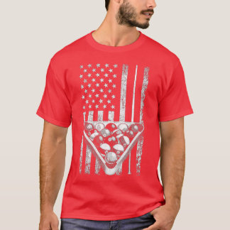 Vintag Billiard American Flag Pool Player T-Shirt