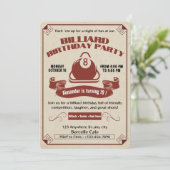 Vintag Billiard Geburtstagsparty Einladung Pool Th (Stehend Vorderseite)