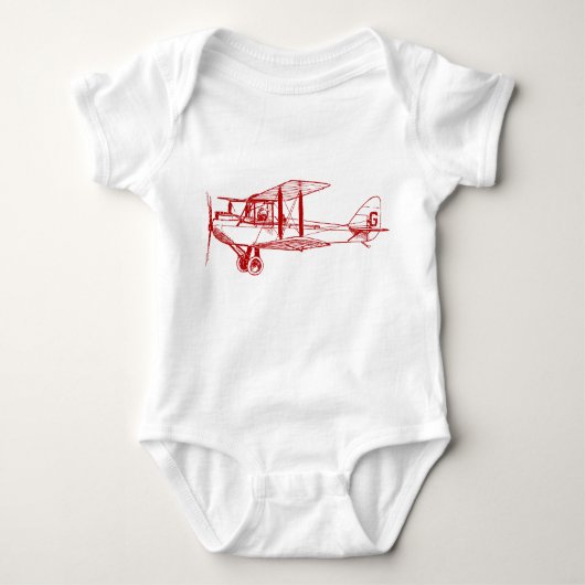 Vintag Biplane - Ruby Red Baby Strampler (Vorderseite)