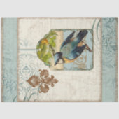 Vintag Bird Blue Yellow French Ephemera Decoupage Seidenpapier (Vorderseite)