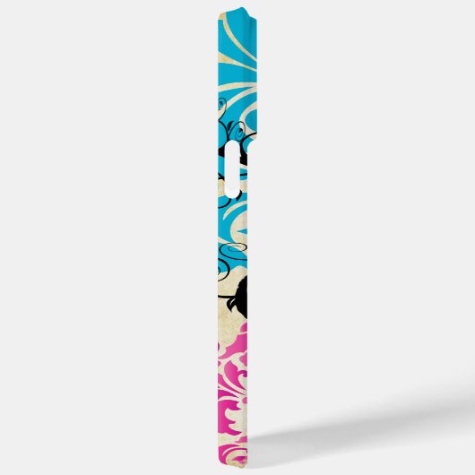 Vintag Bird Butterfly Damask iPhone Case (Rückseite / Rechts)