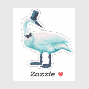 Vintag Bird Chic: Gentleman in Bow Krawatte Top Ha Aufkleber