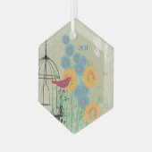 Vintag Bird Damask Bird Cage Weihnachtsschmuck (Vorderseite Links)
