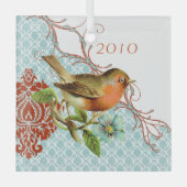 Vintag Bird Damask Weihnachtsschmuck (Vorderseite)