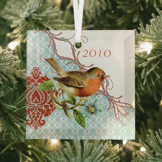 Vintag Bird Damask Weihnachtsschmuck (Insitu)