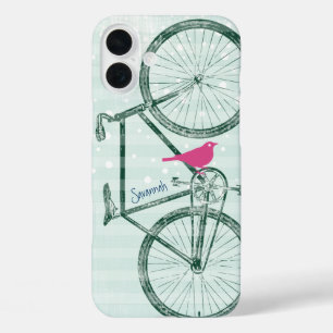 Vintag Bird Emerald Green Bike Muster iPhone 5 iPhone 16 Plus Hülle