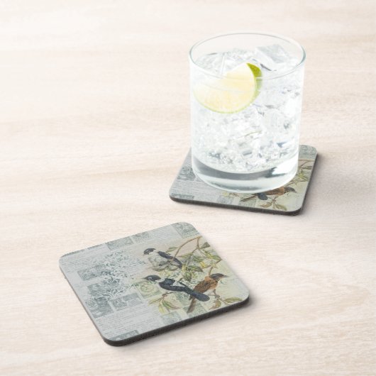 Vintag Bird Ephemera Decoupage Getränkeuntersetzer (Rechte Seite)