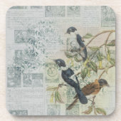 Vintag Bird Ephemera Decoupage Getränkeuntersetzer (Vorderseite)