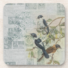 Vintag Bird Ephemera Decoupage Getränkeuntersetzer