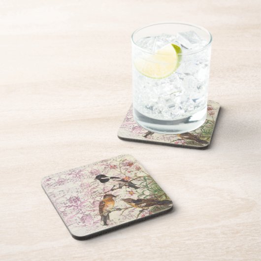 Vintag Bird Ephemera Decoupage Getränkeuntersetzer (Rechte Seite)