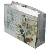 Vintag Bird Ephemera Decoupage Große Geschenktüte (Rückseite Schrägansicht)