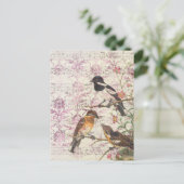 Vintag Bird Ephemera Decoupage Postkarte (Stehend Vorderseite)