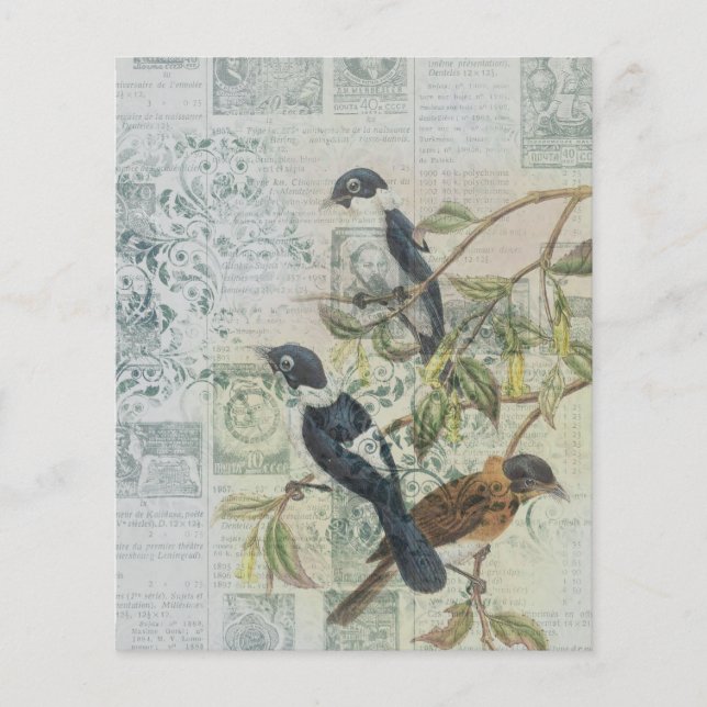 Vintag Bird Ephemera Scrapbook Paper Sheet (Vorderseite)